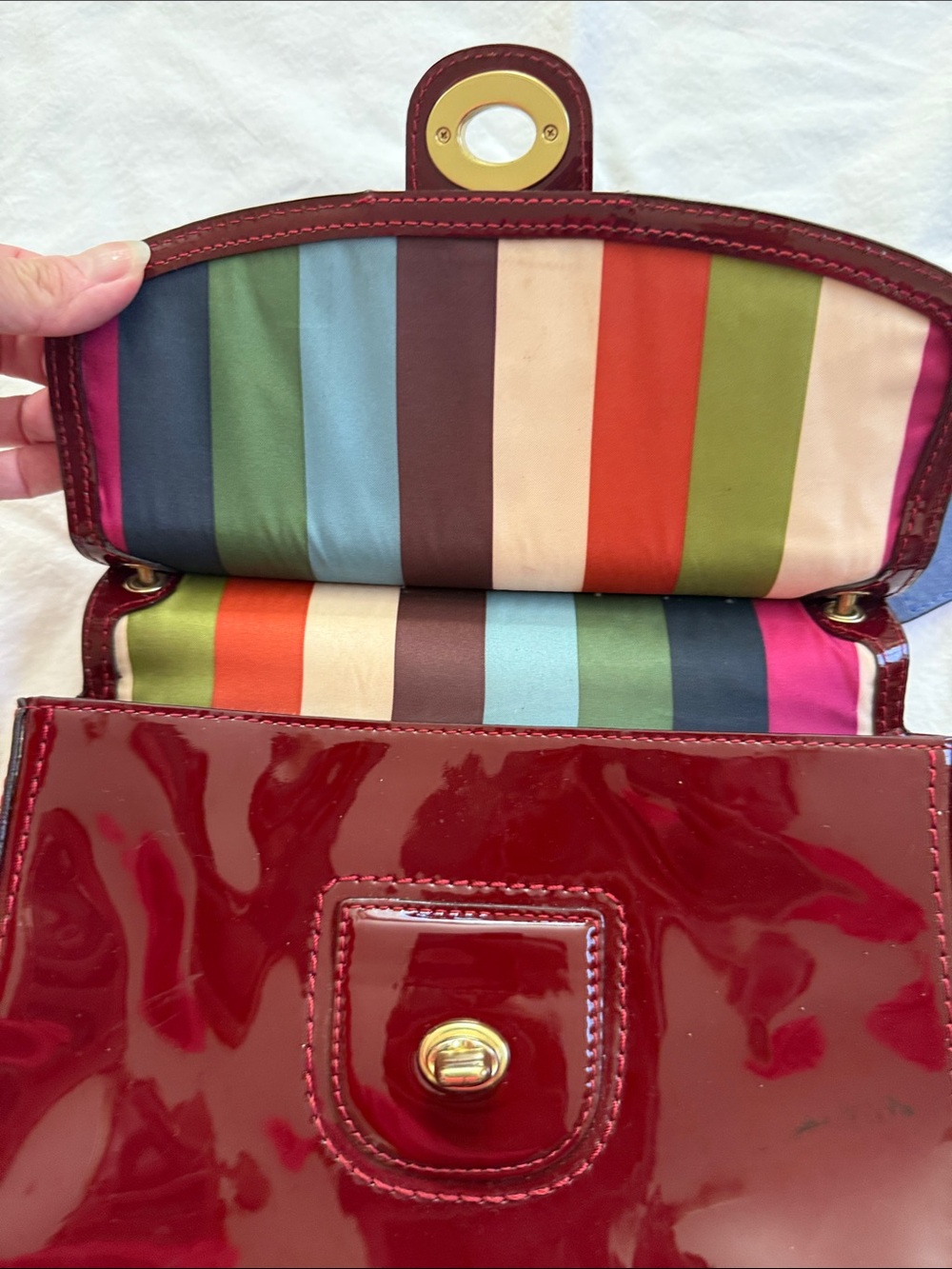 Coach Willis Top Handle Handbag in Crimson Red Patent Leather - Picture 8 of 15